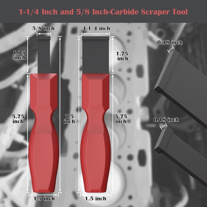 OUXIO Store Carbide Scraper, Super Carbide Gasket Scraper for Metal and Automotive, 1-1/4 Inch and 5/8 Inch Carbide Scraper Set (2-Piece) - Image 2